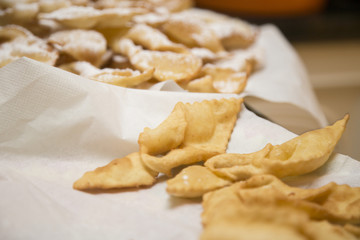 horizontal image of closeup of Italian dessert after preparation