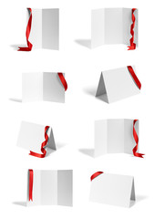 folded leaflet red ribbon bow paper template book desktop calendar