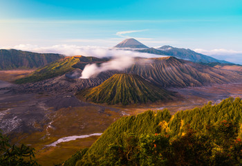 Bromo volcano is Active valcano in sunset time
