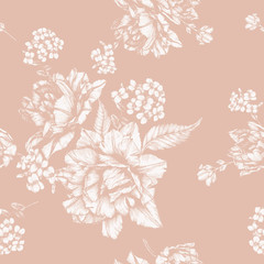 Vector floral seamless pattern with tulips and jasmine