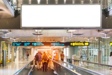 Blank advertising billboard at airport,mockup poster media template ads display - obrazy, fototapety, plakaty