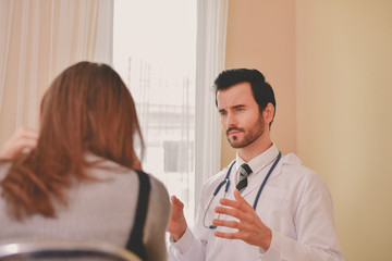 Terrible medical concept. Patients stressful in the doctor's diagnosis. Patients are concerned about medical treatment. The doctor's treatment makes the patient afraid.