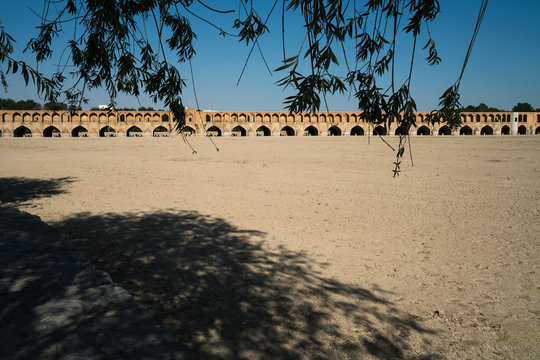 bridge over a dry river in Isfahan