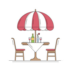 Restaurant Cafe Thin Line Icon. Table and Chair Outside. Bon Appetit. Outdoors. Street Cafe Restaurant Sign. Food Service. Patio Furniture Symbol.