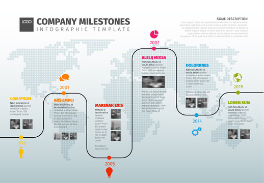 World Map Timeline Infographic Layout