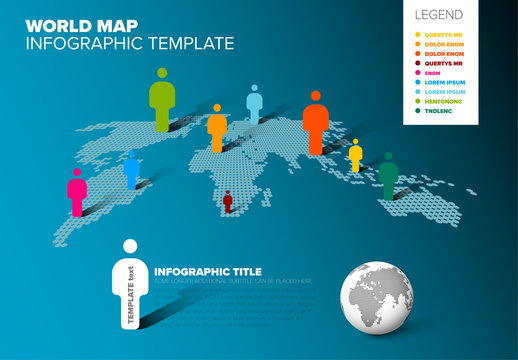 World Map Pictogram Infographic Layout