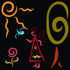 creative image of a girl and nature