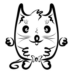 Funny cat or tiger, greeting