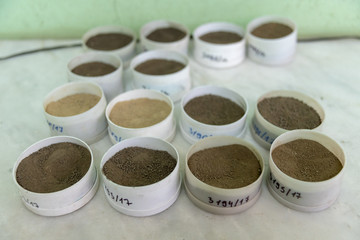 Obraz na płótnie Canvas soil samples prepared for testing in a laboratory