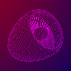 Turbo jet plane engine wireframe low poly mesh vector illustration