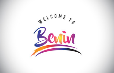 Benin Welcome To Message in Purple Vibrant Modern Colors.