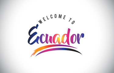 Ecuador Welcome To Message in Purple Vibrant Modern Colors.