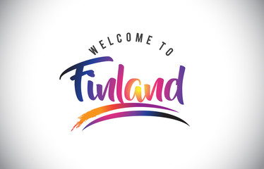Finland Welcome To Message in Purple Vibrant Modern Colors.
