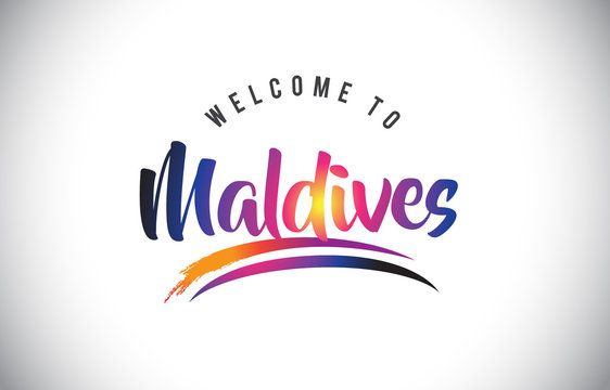 Maldives Welcome To Message in Purple Vibrant Modern Colors.