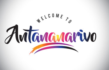 Antananarivo Welcome To Message in Purple Vibrant Modern Colors.