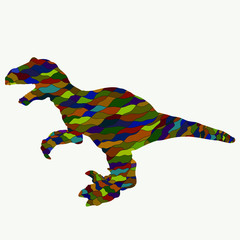 Dinosaur with open mouth, colorful pattern