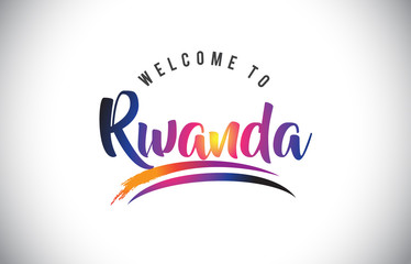 Rwanda Welcome To Message in Purple Vibrant Modern Colors.