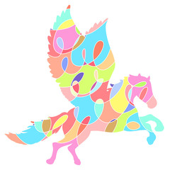Fantasy winged horse with a colorful creative pattern