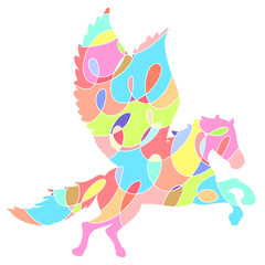Fantasy winged horse with a colorful creative pattern