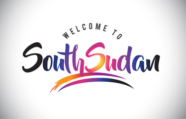 SouthSudan Welcome To Message in Purple Vibrant Modern Colors.