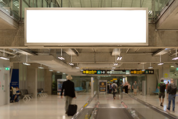 Blank advertising billboard at airport,mockup poster media template ads display