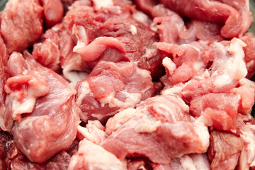 raw meat piece of pork or beef close up top view