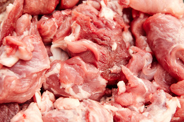 raw meat piece of pork or beef close up top view