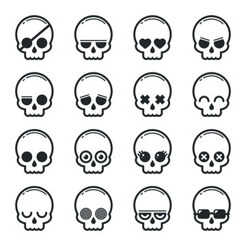 Set of skull heads cartoon