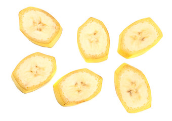 fresh sliced banana isolated on white background. Healthy food. Top view