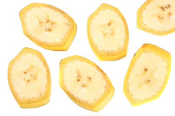 fresh sliced banana isolated on white background. Healthy food. Top view