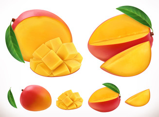 Mango. Fresh fruit 3d realistic vector icon