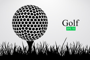 Silhouette of a golf ball. Vector illustration