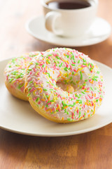Sweet sprinkled donuts.