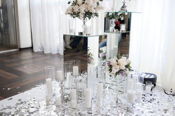Wedding decoration trends. Wedding candles in the glass