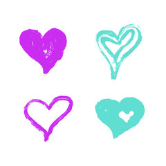 Vector Illustration. Set of hand draw hearts. Isolated drawn heart for design