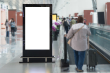 Blank advertising billboard at airport,mockup poster media template ads display