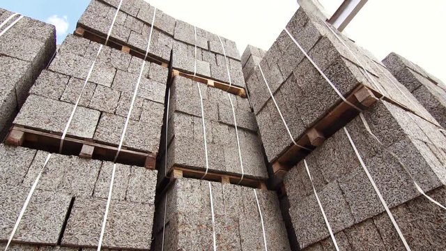 commercial warehouse cement blocks, wood chips