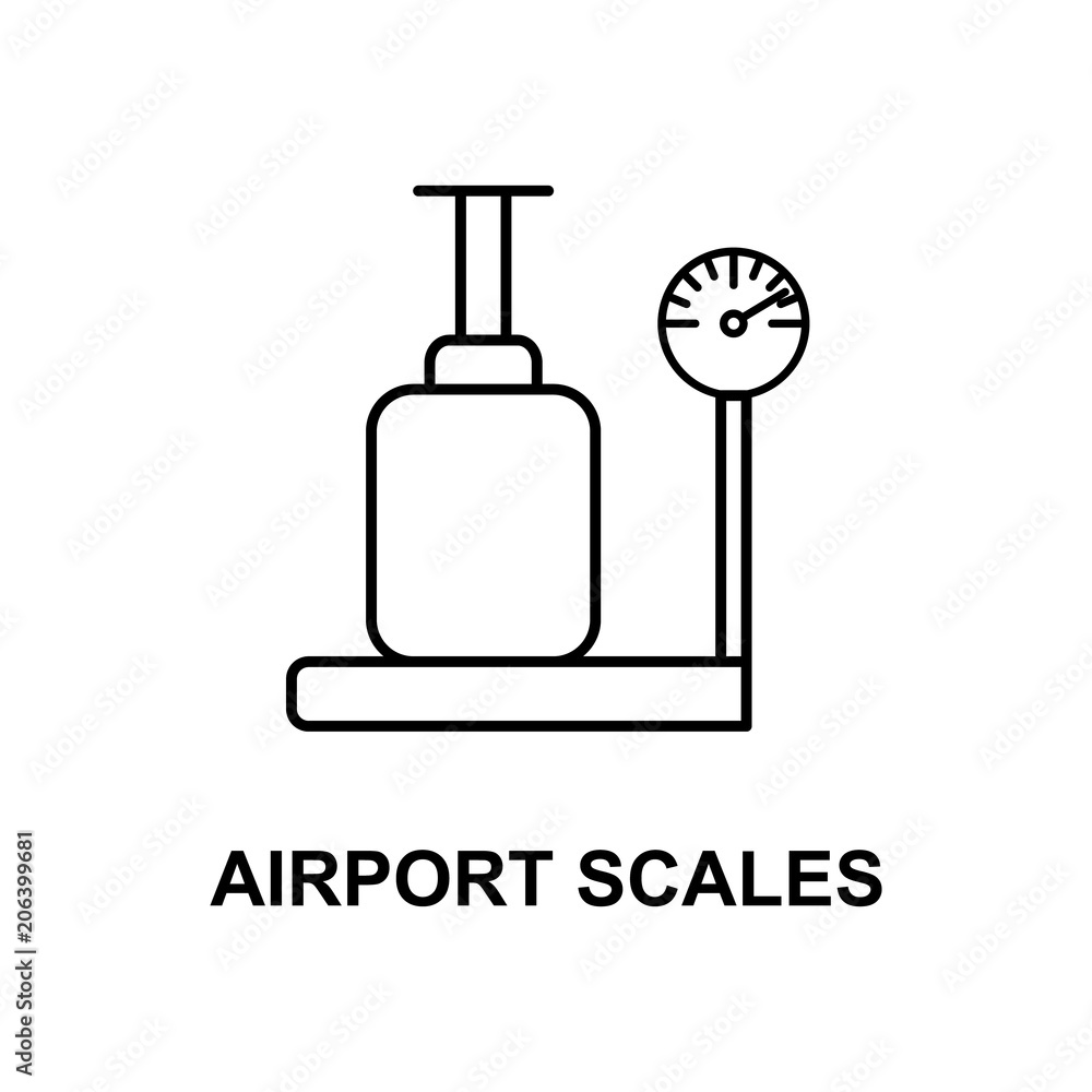 Poster airport scales icon. element of measuring instruments icon with name for mobile concept and web apps