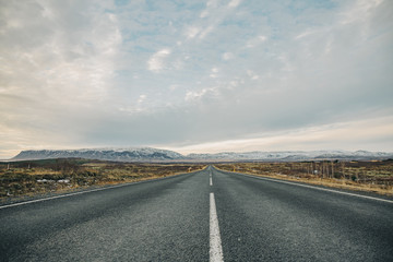 Naklejka premium Empty road in Iceland
