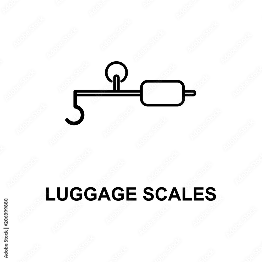 Poster luggage scales icon. element of measuring instruments icon with name for mobile concept and web apps