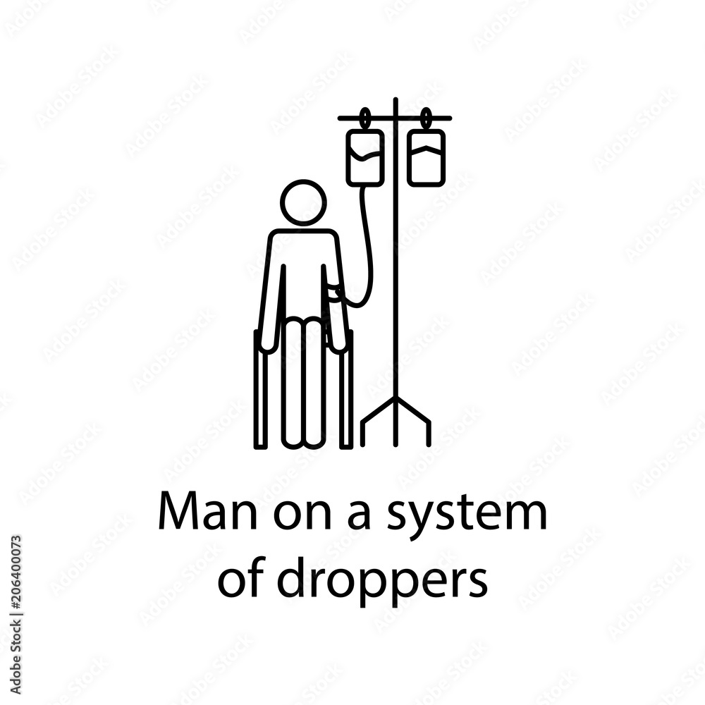 Poster man on a system of droppers icon. element of medicine icon with name for mobile concept and web apps