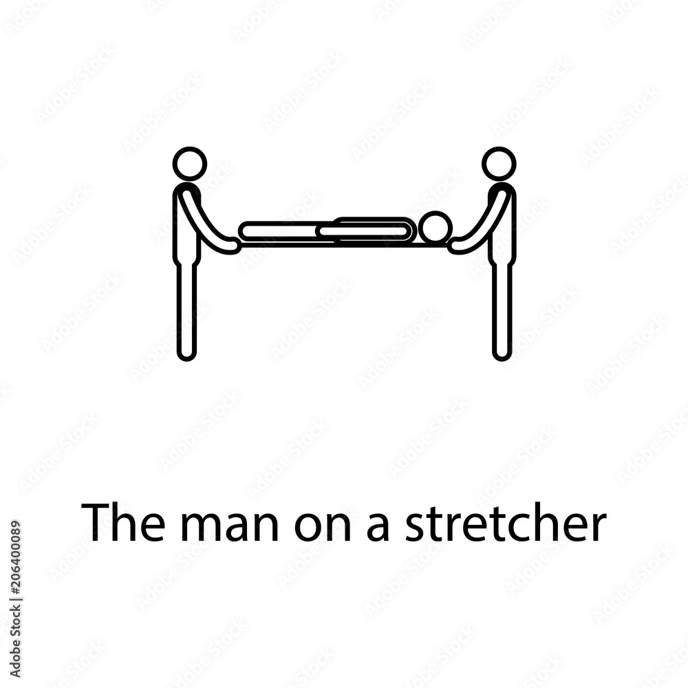 Poster the man on a s stretcher icon. element of medicine icon with name for mobile concept and web apps. t