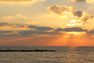 Sunset in the beach of Caesarea, Israe