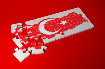Turkey Map with Flag as Puzzle