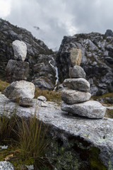 Apacheta on the trek Churup, vertical shot, Huaraz, Peru
