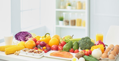 Assortment of fresh fruits and vegetables on the table
