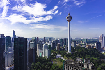 Skyline of Kuala Lumpur with skyscrapers and KL tower