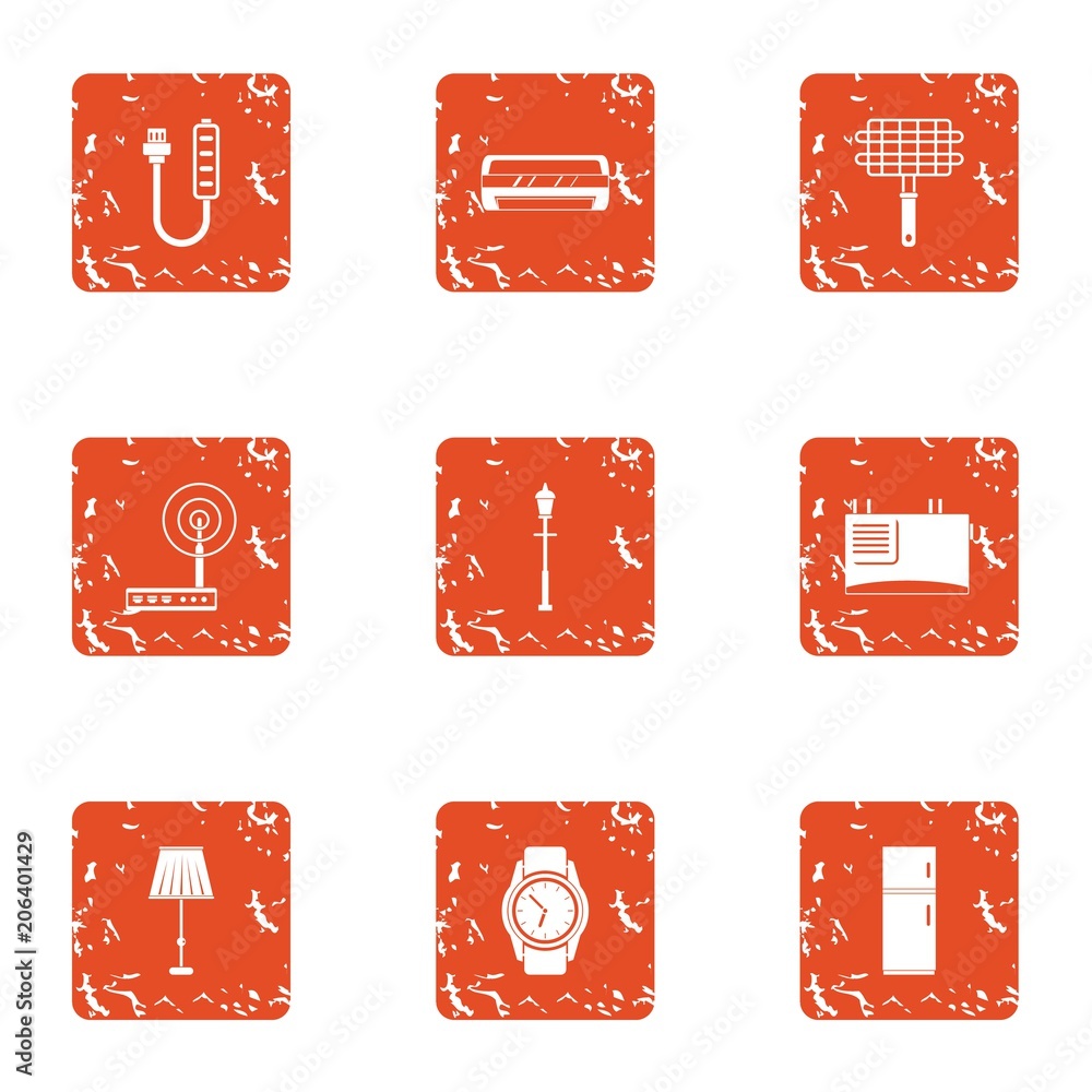 Poster fitter icons set. grunge set of 9 fitter vector icons for web isolated on white background