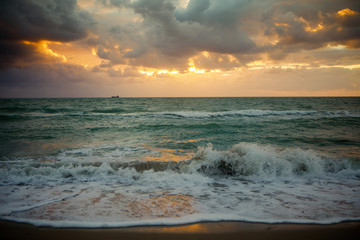 Sunrise in Atlantic Ocean in Miami Beach