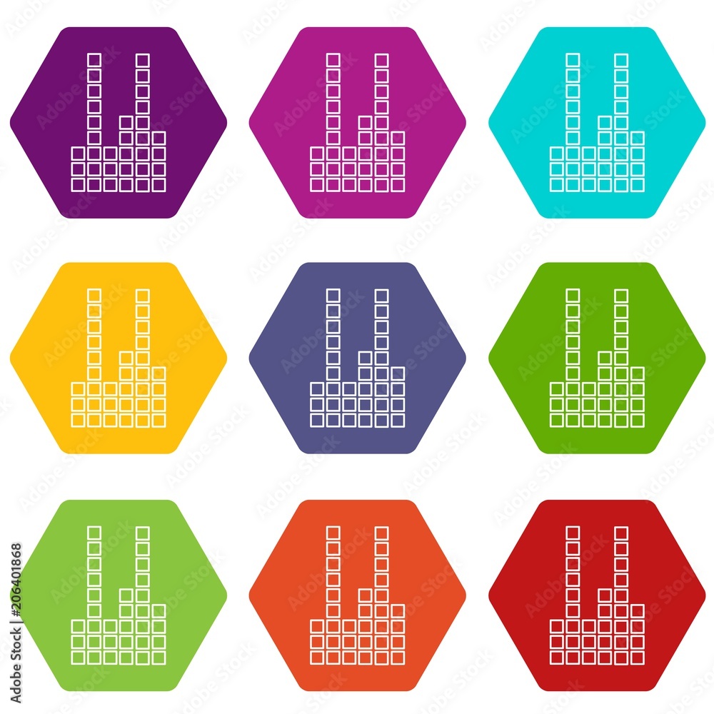 Poster equalizer icons 9 set coloful isolated on white for web